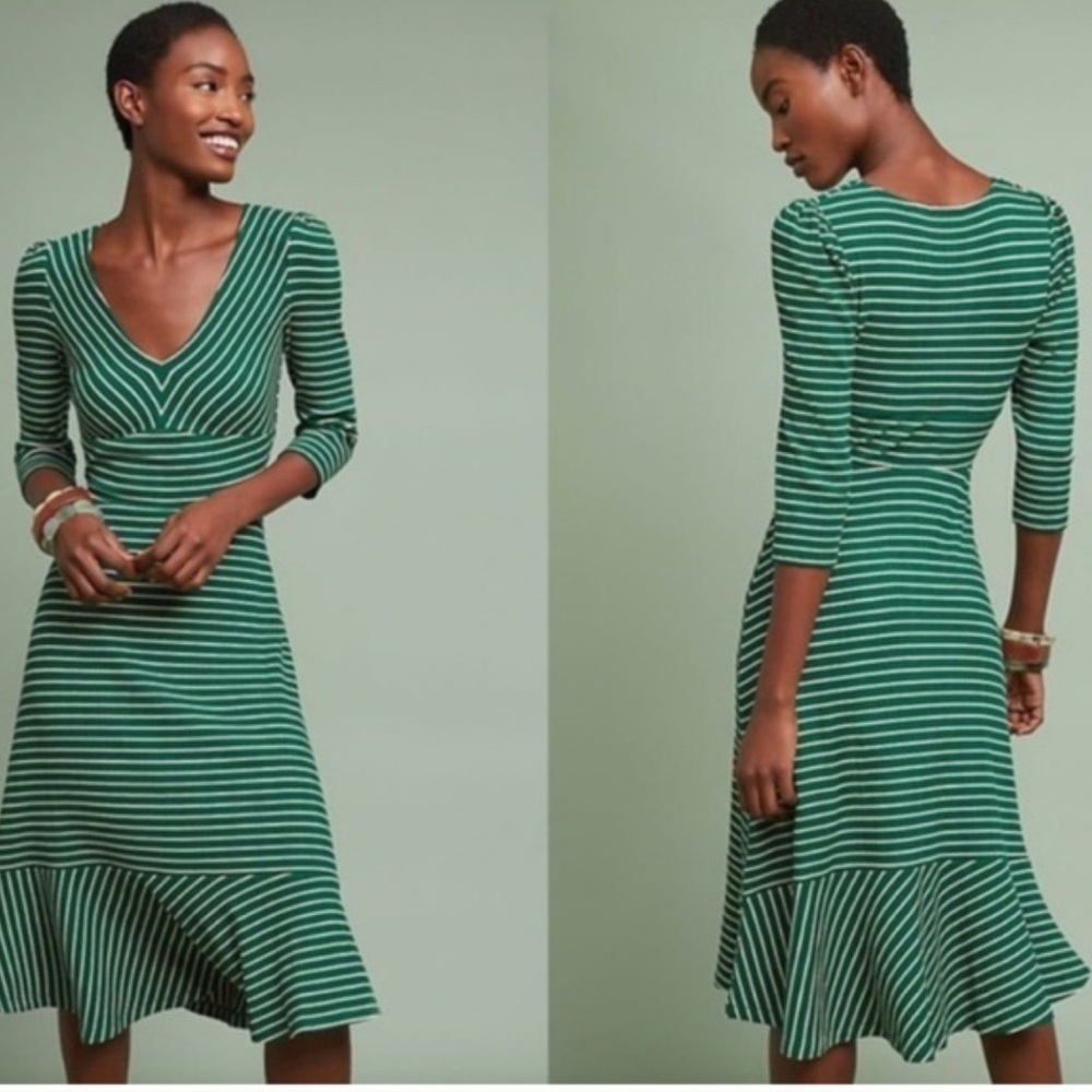 Maeve Emerald Striped Midi Dress